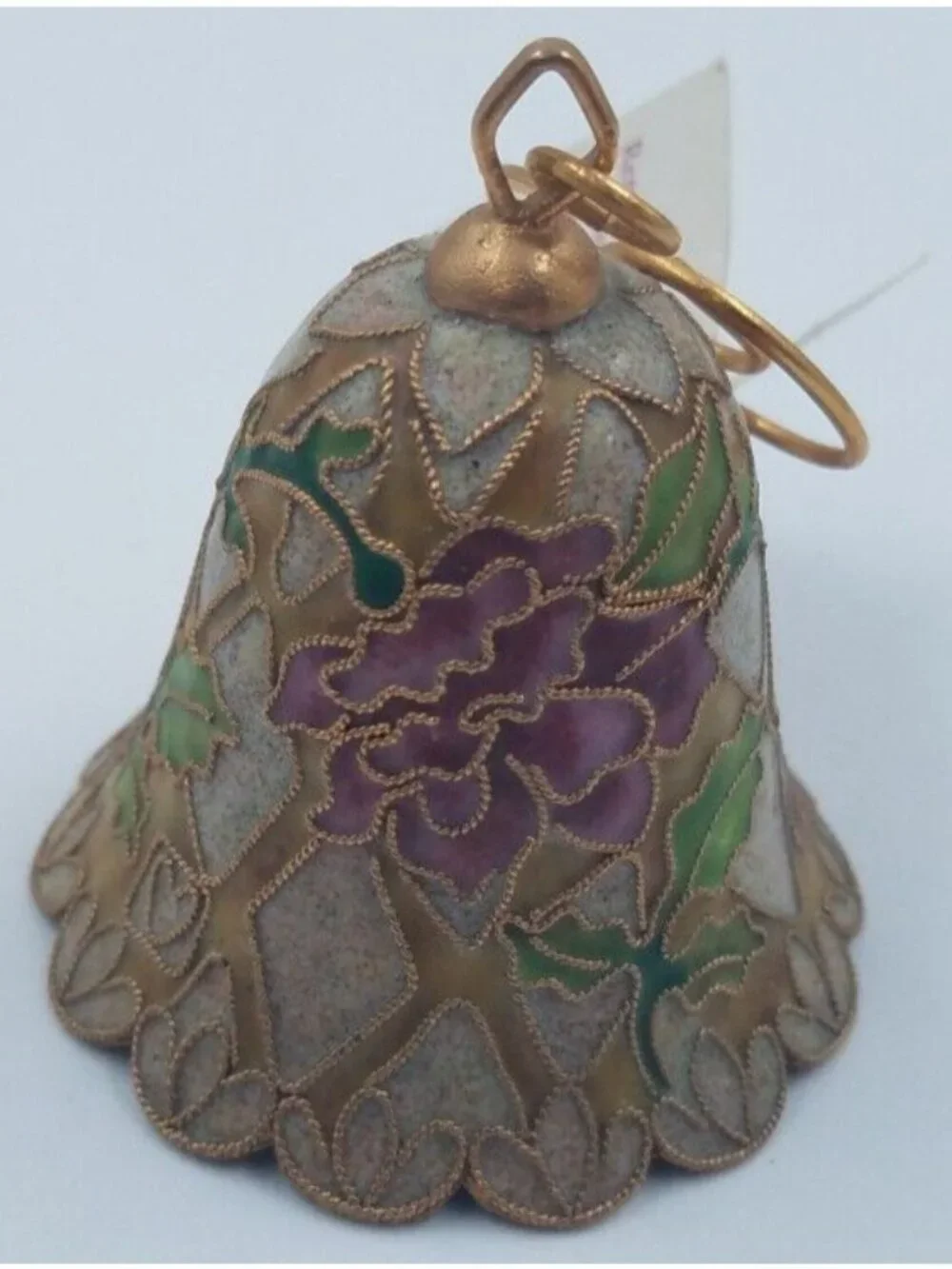 Vintage 1999 Nyco Enamel Art Cloisonne Floral Bell Ornament Limited Production